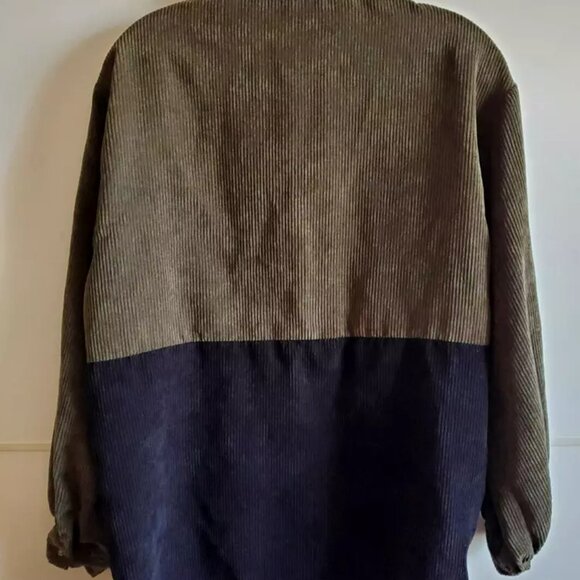 NASTY GAL CORDUROY SHIRT SIZE 6 LONG SLEEVES OLIVE GREEN & BLACK BUTTON POCKET - Picture 4 of 7